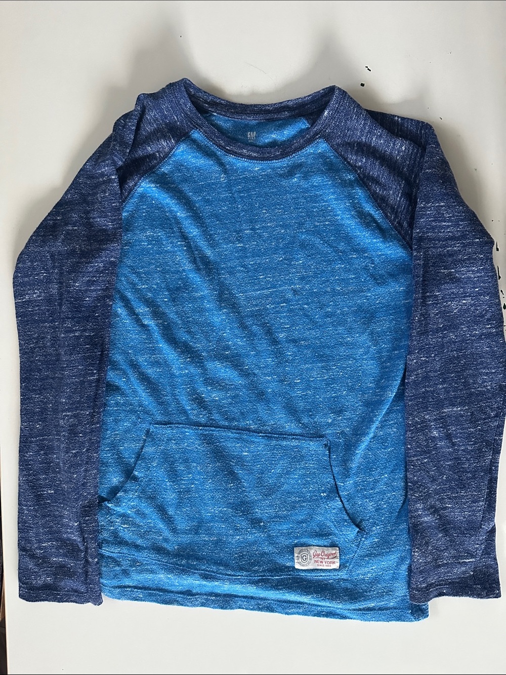 GAP Kids Two-Tone Blue Raglan Pullover Hoodie